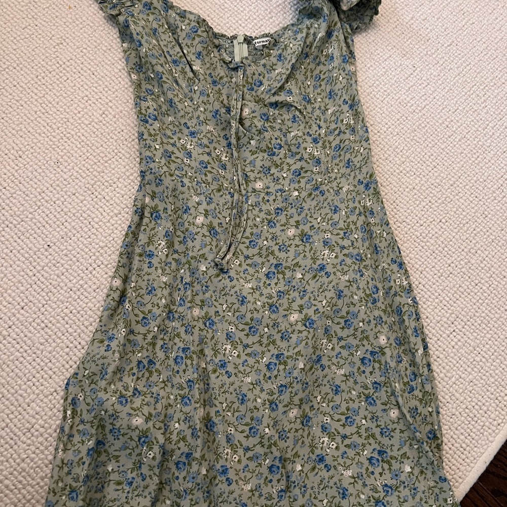 Floral Reformation Green and Blue Dress